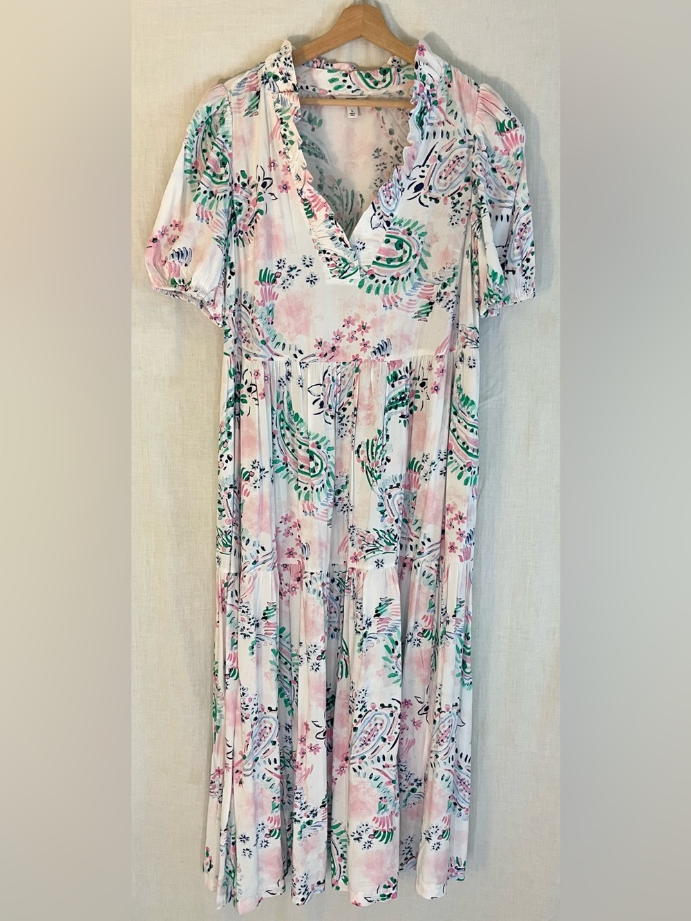 crown & ivy White Pink Green Floral Maxi Dress